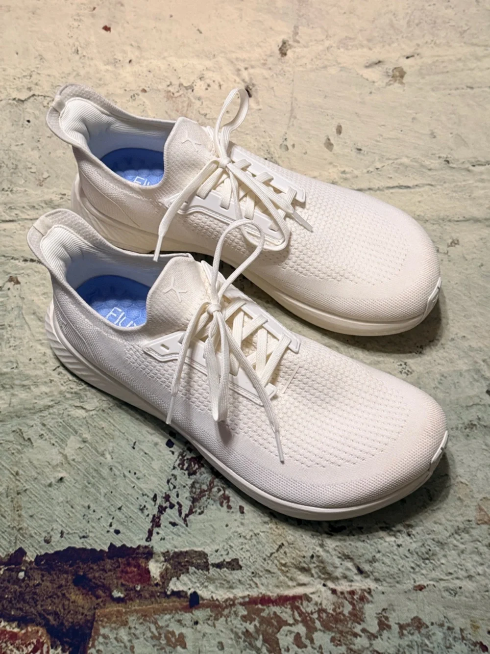 Cream White Athletic Sneakers with Blue Insole - FLUX-